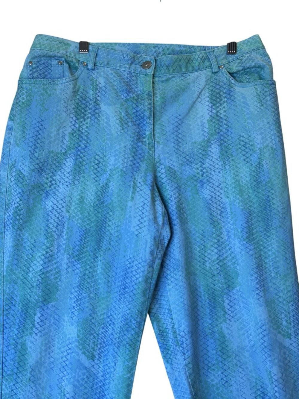 Ruby Rd. Womens Cropped Pants Blue Python Snakeskin Print Stretch - 14 - Picture 3 of 13